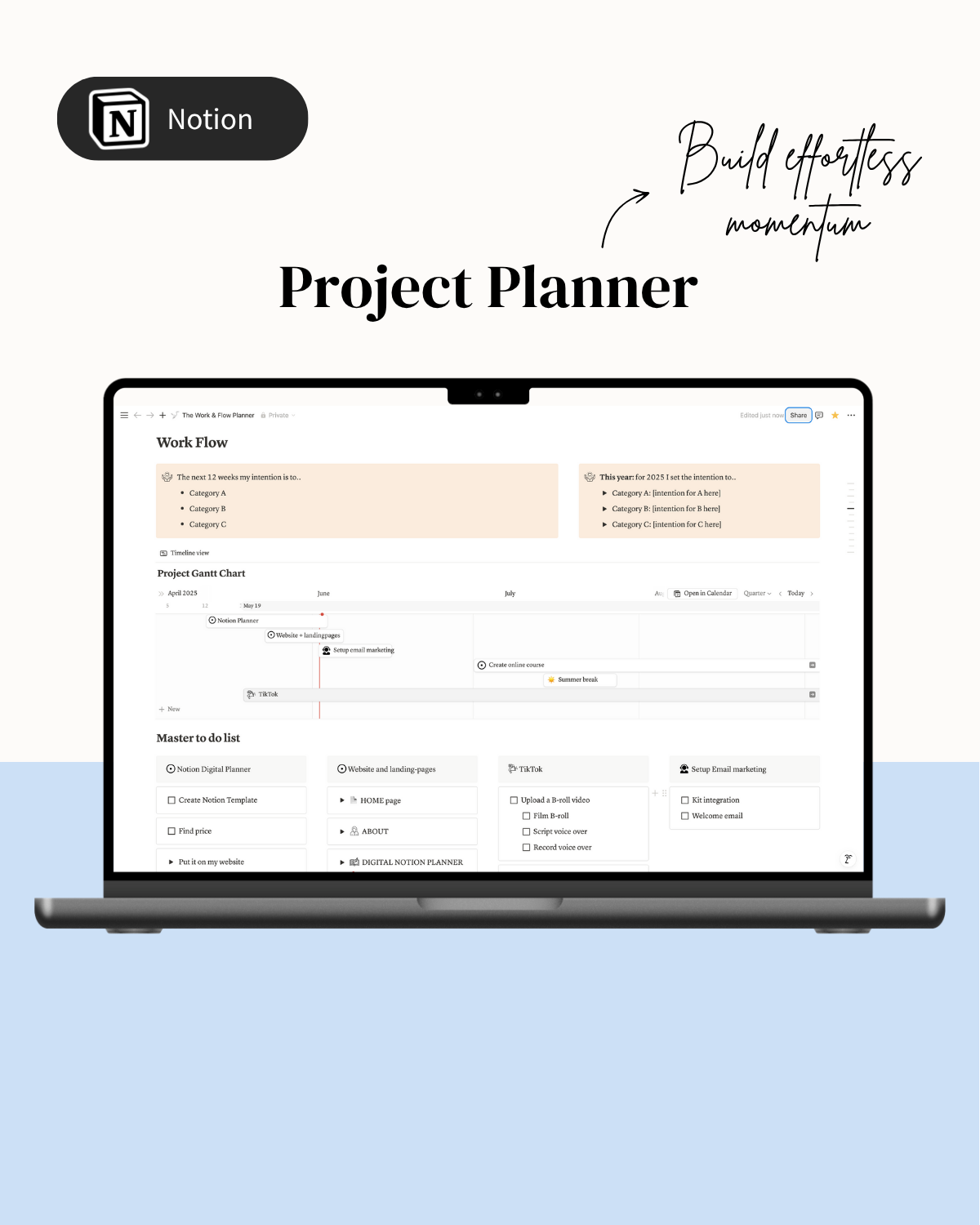 The Digital Flow Planner: Effortless Momentum and Weekly Progress (Notion Template)